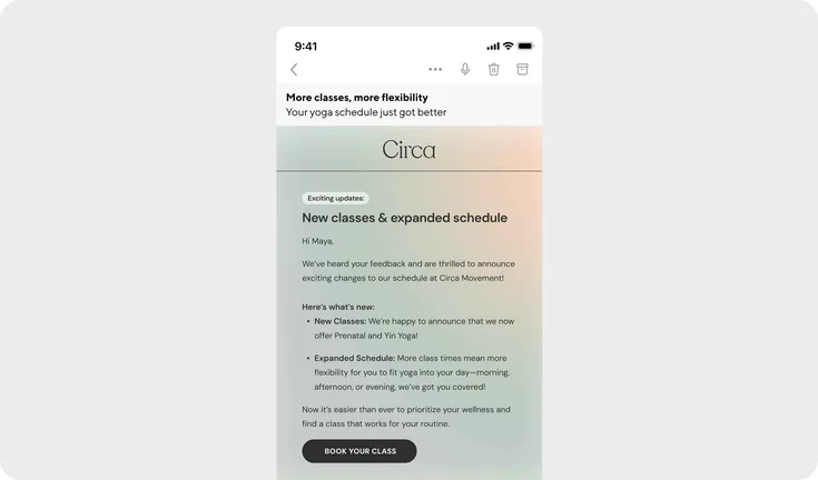 Circa announcement email