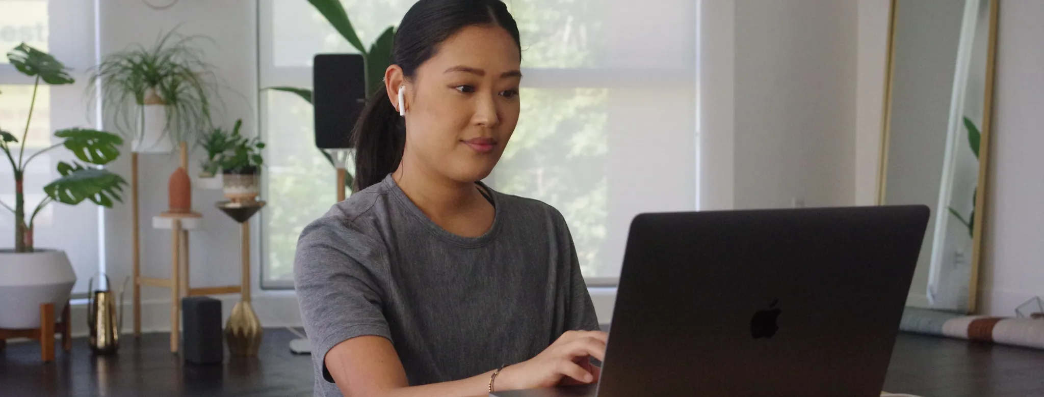 Girl looking at laptop