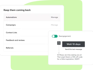 Screenshots demonstrating how Mindbody marketing automations can help your athletic club.