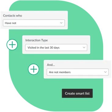 A screenshot demonstrating smart contact lists in Mindbody Marketing Suite.